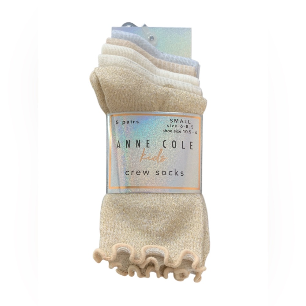 Anne Cole Kids Crew Socks - Gold and Cream Set